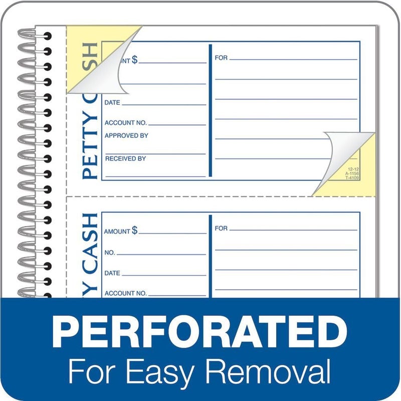 TOPS Spiral Petty Cash Receipt Book, 2-Part, Carbonless, 4 Messages per Page, 200 Sets per Book (4109) - Image 2